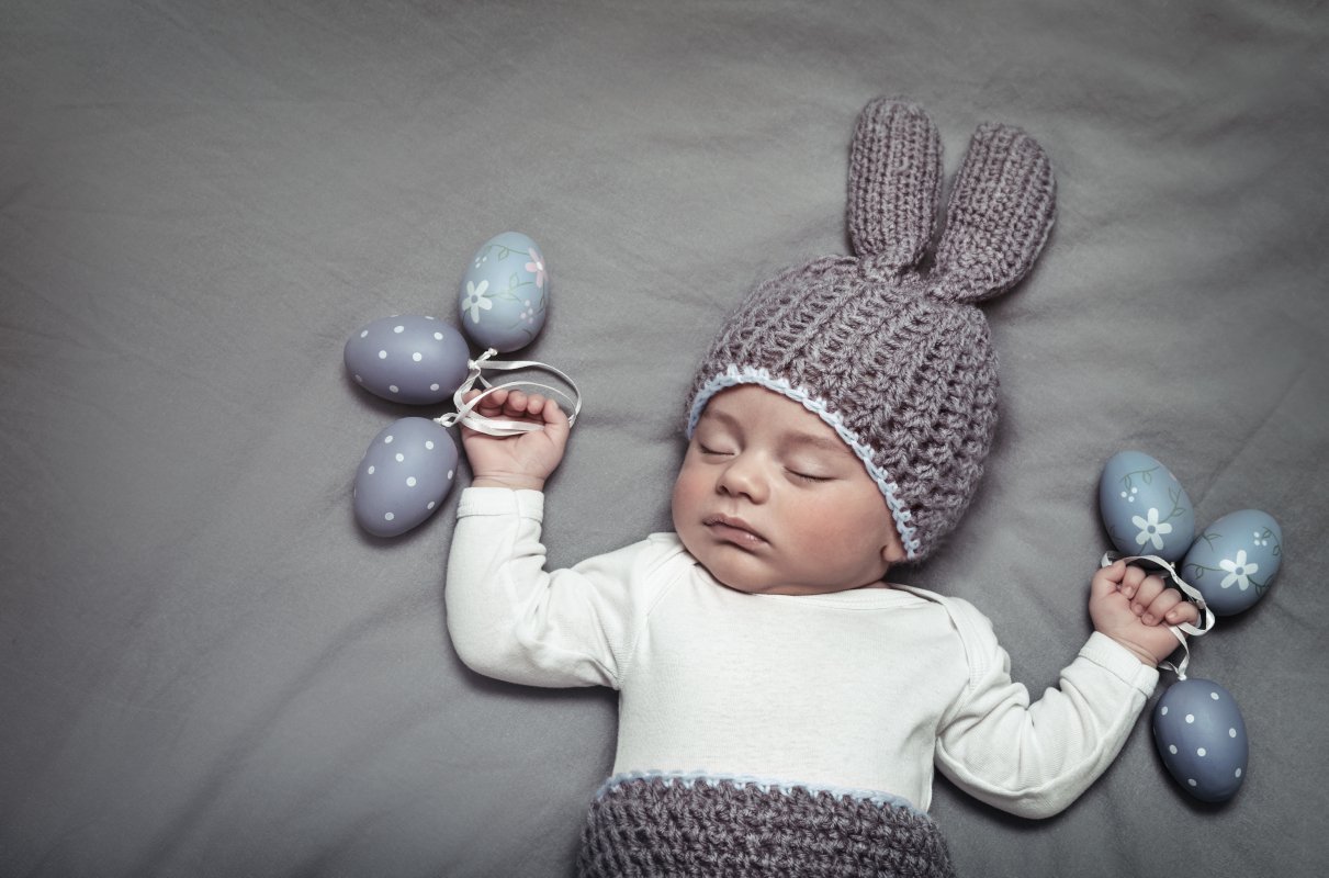 cute baby in easter bunny outfit